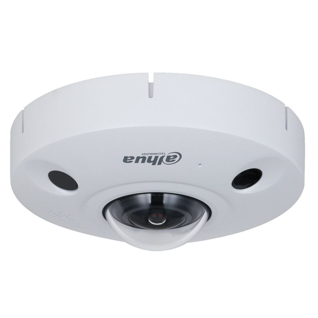 Domo ojo de pez WizMind de 12Mp con IR 10m, CMOS de 1/7”, lente fijo de 1,85 mm, IP67, IK10, PoE y audio bidireccional