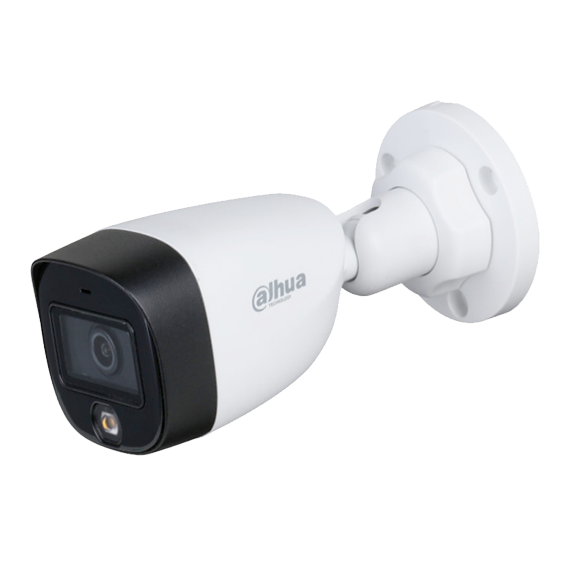 Cámara Bullet HDCVI Starlight de 2Mp, CMOS 1/2,8", lente fijo de 2,8mm, IP67 y tapa frontal metálica y carcasa de plástico - Full Color de 20 m