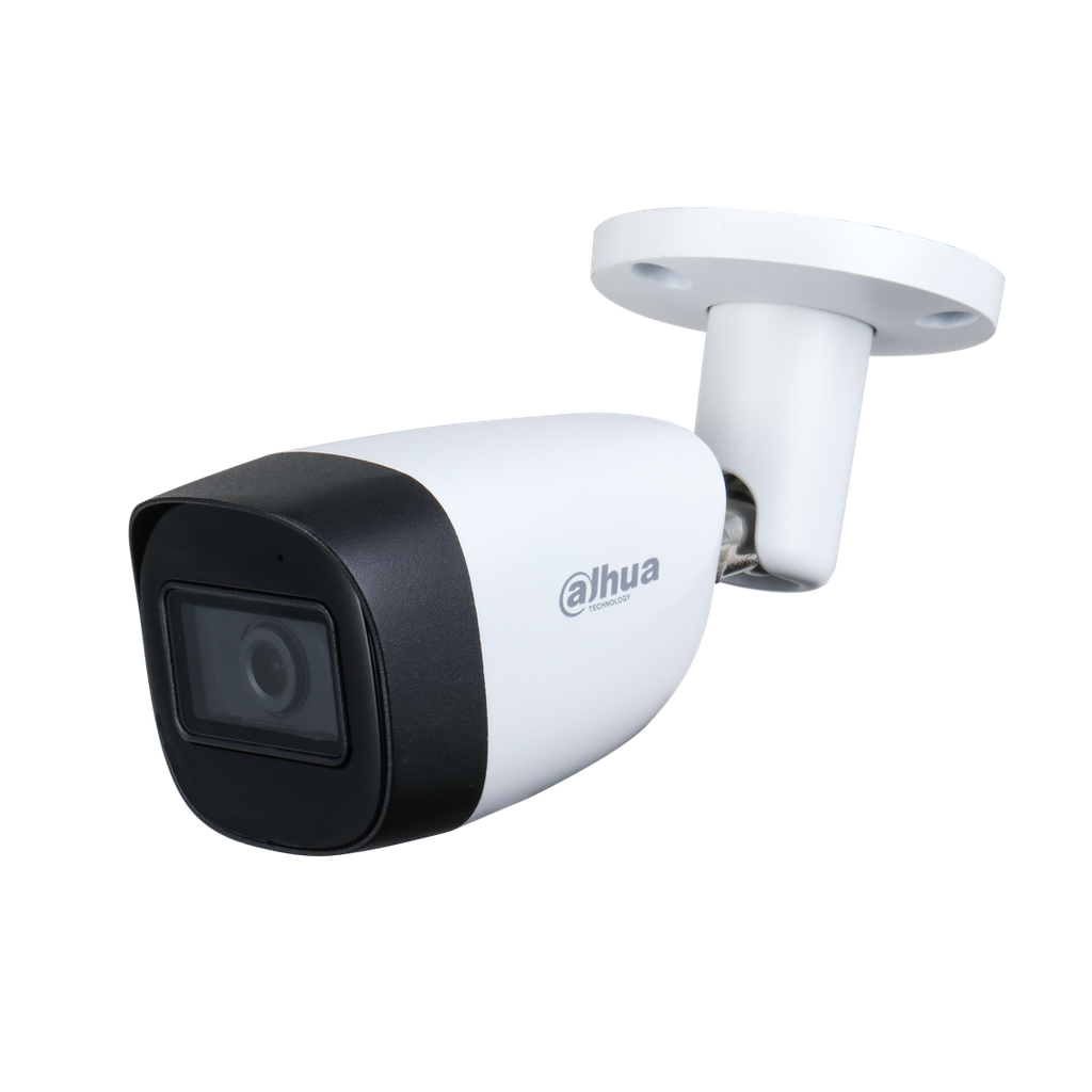 Cámara Bullet HDCVI de 2Mp con IR 30 m, CMOS 1/2,7", lente fijo de 2,8 mm, IP67, audio y carcasa de aluminio