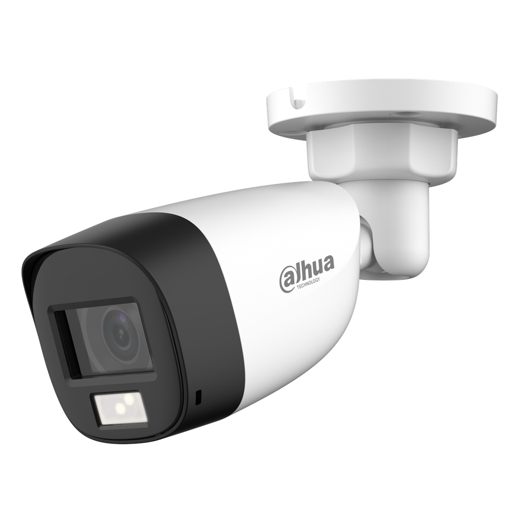 Cámara Bullet de 2Mp HDCVI con IR 20 m, 2 iluminadores duales, CMOS 2 Mp, lente fijo de 2,8 mm, micrófono incorporado, IP67 y carcasa de plástico