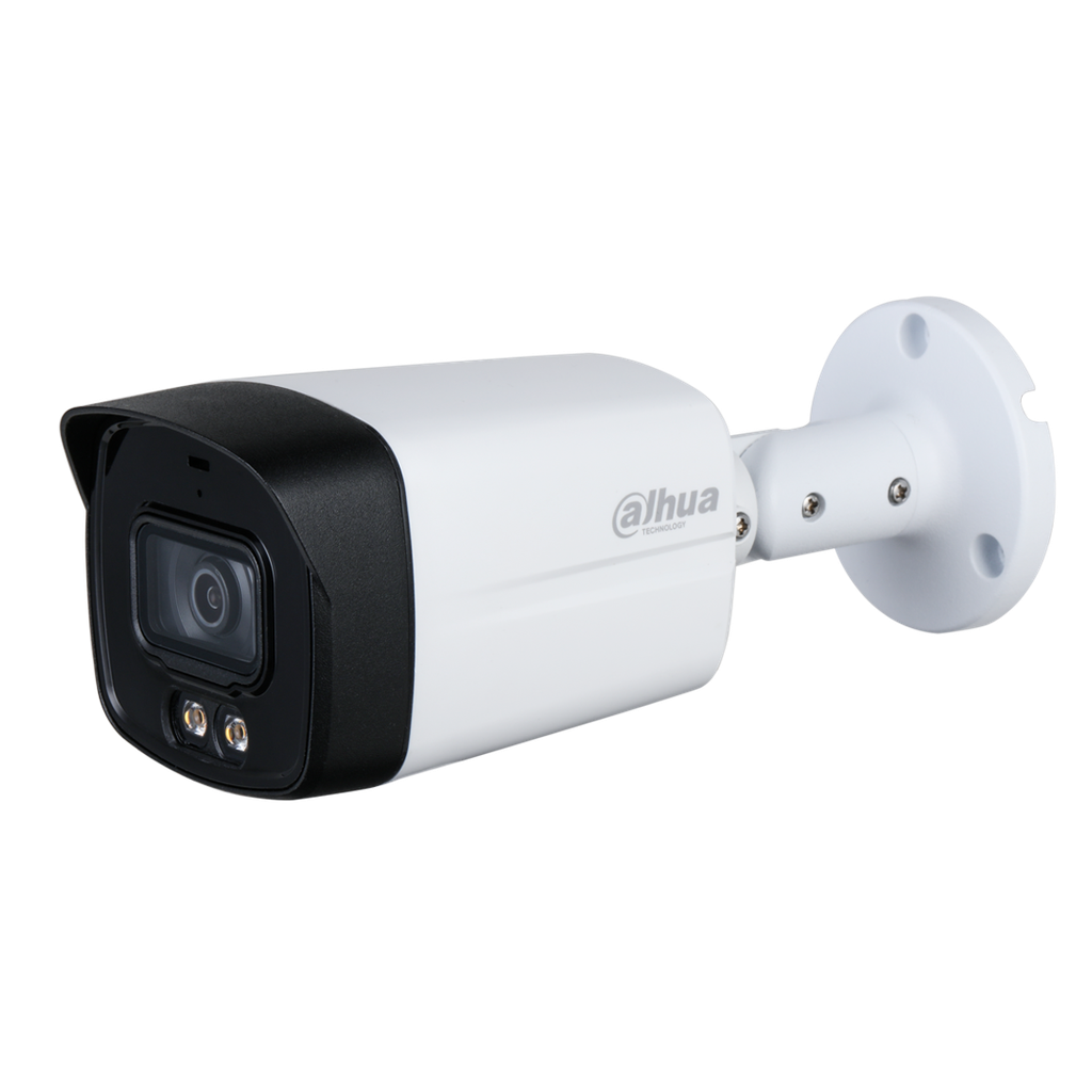 [DH-HAC-HFW1239TLMP-A-LED-0280B-S2] Cámara Bullet Starlight HDCVI de 2Mp, CMOS 1/2,8", lente fijo de 2,8mm, IP67, audio y tapa frontal metálica y carcasa de plástico - Full Color de 40 m