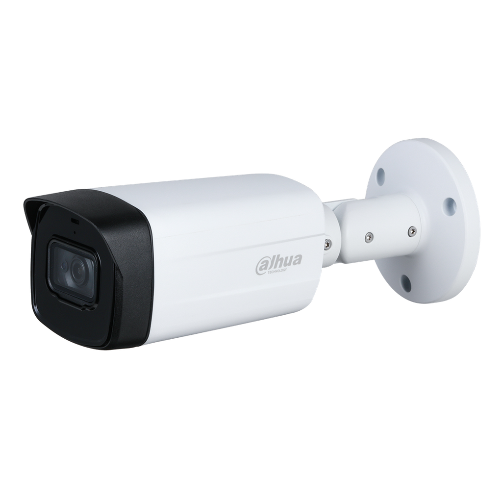 [DH-HAC-HFW1500THP-I8-0360B-S2] Cámara Bullet HDCVI de 5Mp con IR 80 m, CMOS 1/2,7", lente fijo de 3,6 mm, IP67 y carcasa de aluminio y plástico