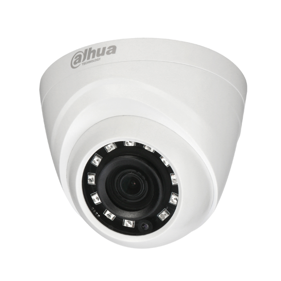 Domo Eyeball de 2Mp HDCVI con IR 20 m, 2 iluminadores duales, CMOS 2 Mp, lente fijo de 2,8 mm, micrófono incorporado, IP67 y carcasa de plástico