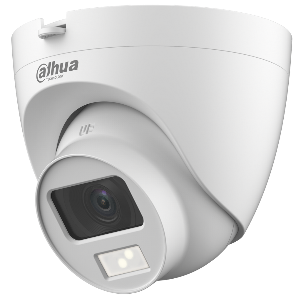 Domo Eyeball de 2Mp HDCVI con IR 20 m, 1 iluminador dual, CMOS 2 Mp, lente fijo de 2,8 mm, micrófono incorporado, IP67 y carcasa de metal