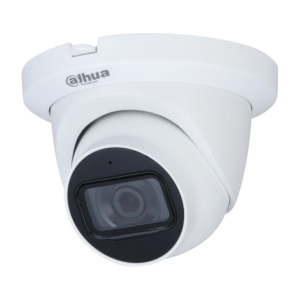 Domo Eyeball de 5Mp HDCVI con IR e iluminación cálida 20m, CMOS de 5 Mp, lente fijo de 2,8 mm, micrófono incorporado, IP67 y carcasa de plástico