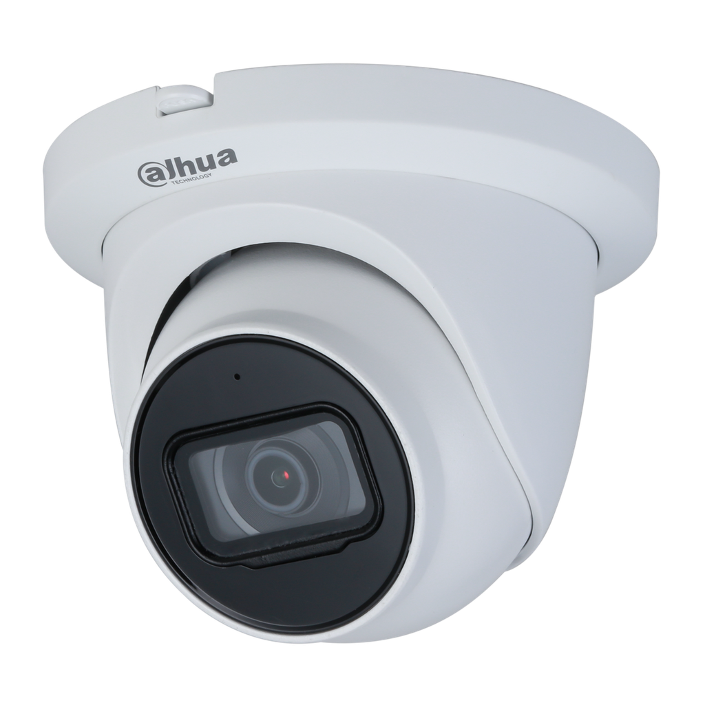 Domo Eyeball para disuasión de 5Mp HDCVI con IR de iluminación cálida 40m, CMOS de 1/2.7”, lente fijo de 2,8 mm, IP67 y carcasa de aluminio y plástico