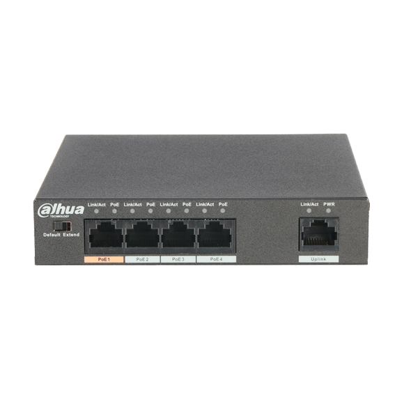 [DH-PFS3005-4ET-60-V2] Switch PoE de 4 puertos - Incluye fuente de 53V 1,812A