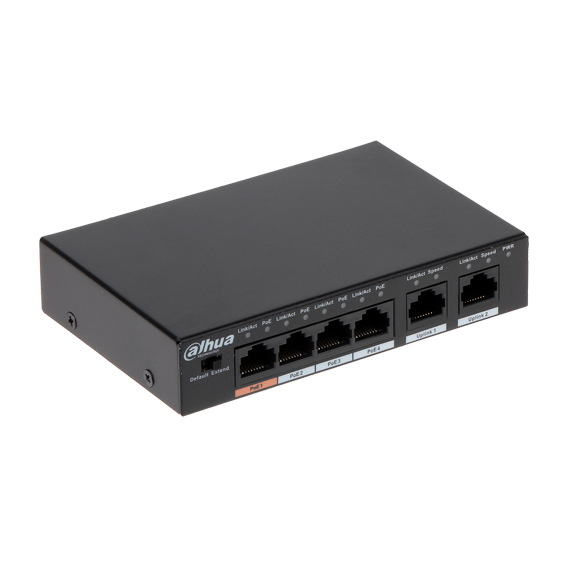 Switch de escritorio de 6 puertos con 4 puertos PoE no administrable - Incluye fuente de 53V 1,13A