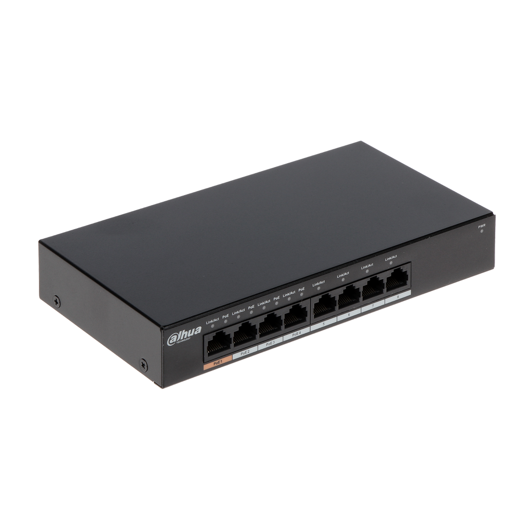 Switch gigabit Hi-PoE de 8 puertos (4 PoE y 4 Ethernet todos 10/100/1000 Mbps)