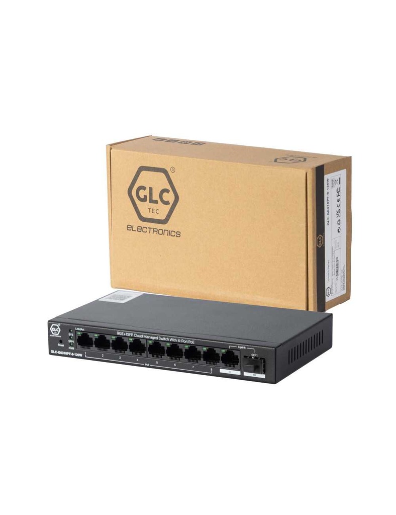 Switch 8 Puertos Poe Glc Glc-g6310pf-8-120w Poe Admin Giga + 1p Sfp