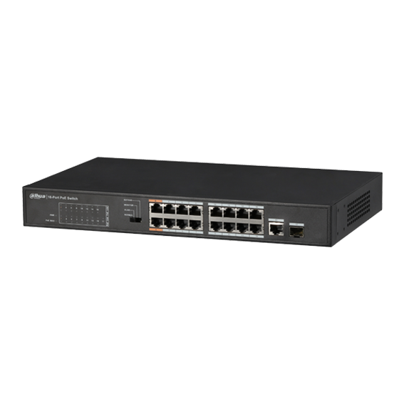 [DH-PFS3117-16ET-135] Switch PoE FE + 1 puerto gigabit de 16 puertos