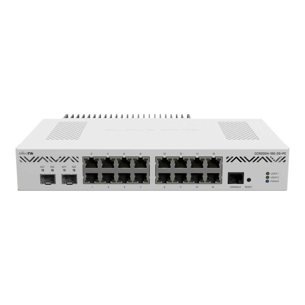 MIKROTIK ROUTER ALTO RENDIMIENTO CCR2004 - 16G-2S+PC - (RM) (SIN FUENTE)
