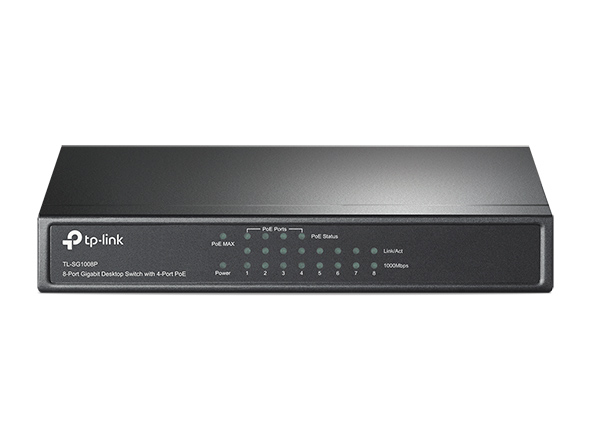 TP Link switch poe - 8p giga desktop (4 x poe y 4) (55w max) (tl-sg1008p)