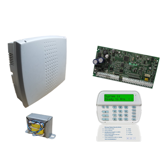 Kit de placa de central PC1616/PK5500L1 de 6 zonas, expandible a 16, gabinete y trafo