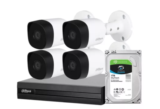 Kit Dahua Cctv XVR 4CH + 4 Camaras 2mp 1080p IR 30m + SSD 120GB
