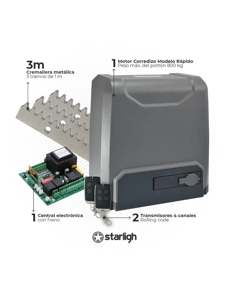Kit Corredizo Starligh 600Kg Rápido (KITST-DZH4FAST)