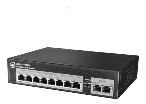Switch 8 Puertos Glc C110-100w Poe 10/100 + 2p Rj45
