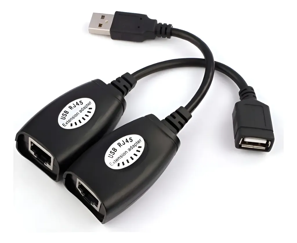 Extensor Usb Activo Alargue Hasta 50m Cable Red Utp Rj45 Color Negro