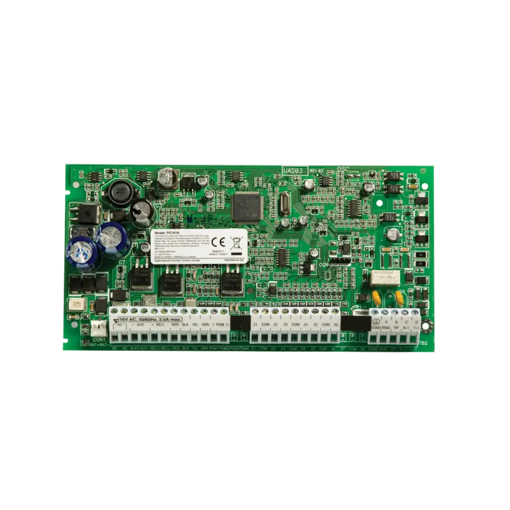 [PC1616PCBLAT] Placa de central DSC POWER SERIE de 6 zonas, expandible a 18- PC1832PCBLAT