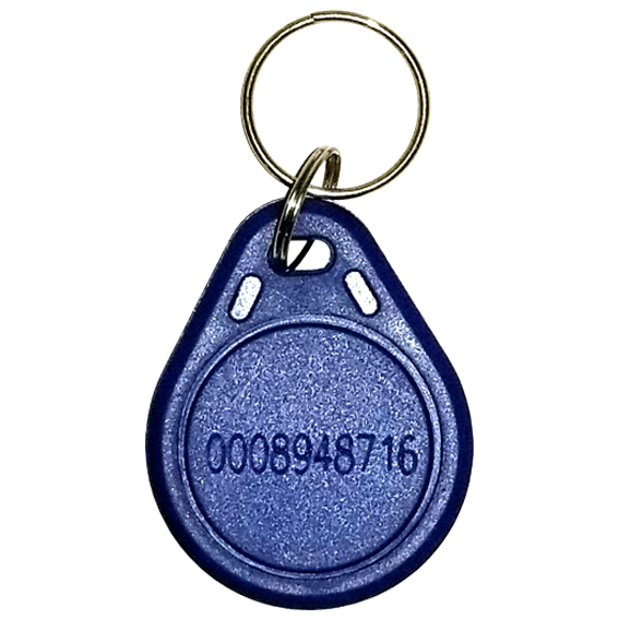 Pack de 50 llaveros de proximidad K1001AZ, RFID EM Marín 125 KHz, con número impreso, 64 bits, color azul