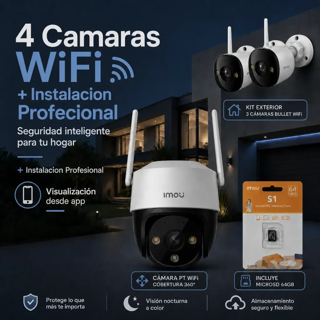 PROMO Sistema 4 Camaras IMOU WIFI + INSTALACION