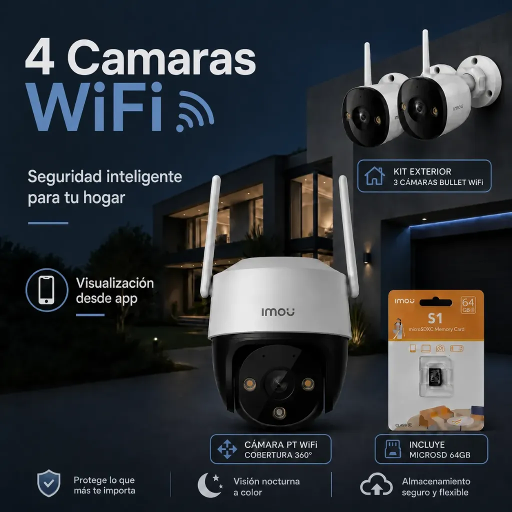 PROMO Sistema videovigilancia 4 Camaras IMOU WIFI