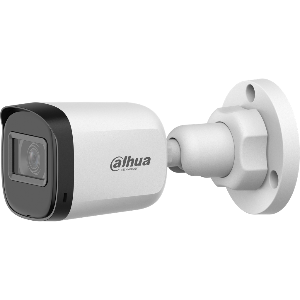Cámara Bullet HDCVI de 5Mp con IR 30 m, lente fijo de 2,8 mm, IP67 y carcasa de metal. DH-HAC-B2A51P-U-0280B-S3-DIP