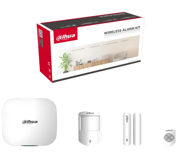 Kit Alarma Dahua HUB 2.0 / Conectividad: Ethernet + Wi-Fi + 4G Dual SIM / PIR + contacto magnético + control remoto / Video-verificación por foto / 8ch IPC / App DMSS