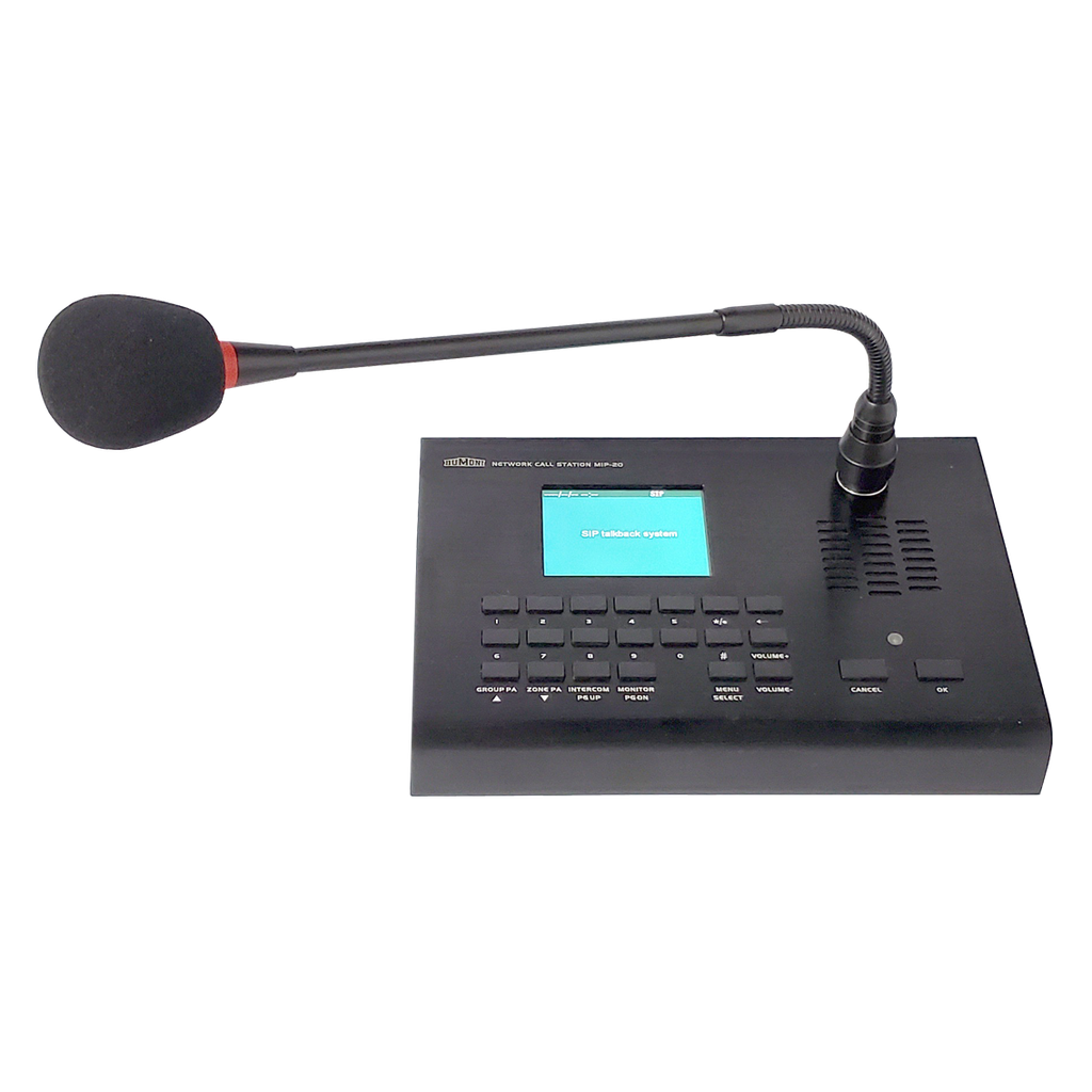 Micrófono IP con base para sistemas de audio por red