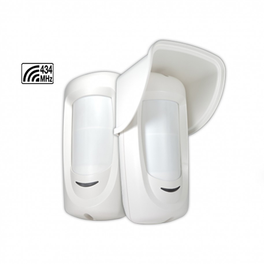 Sensor Exterior Inalámbrico Garnet. Incluye lente cortina vertical,
horizontal y pet 40kg. IR-1000RF