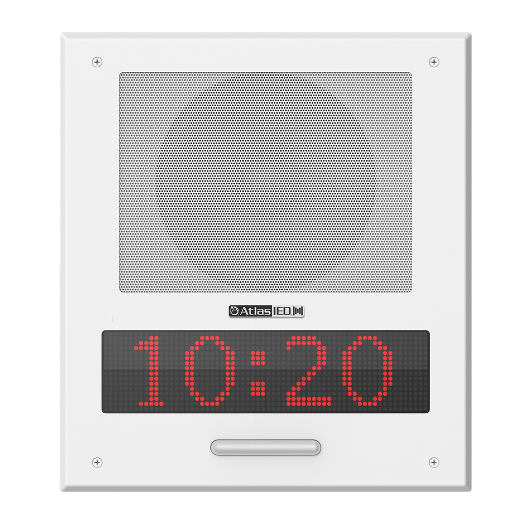 Parlante IP para embutir PoE+ con pantalla LED, micrófono y luces LED