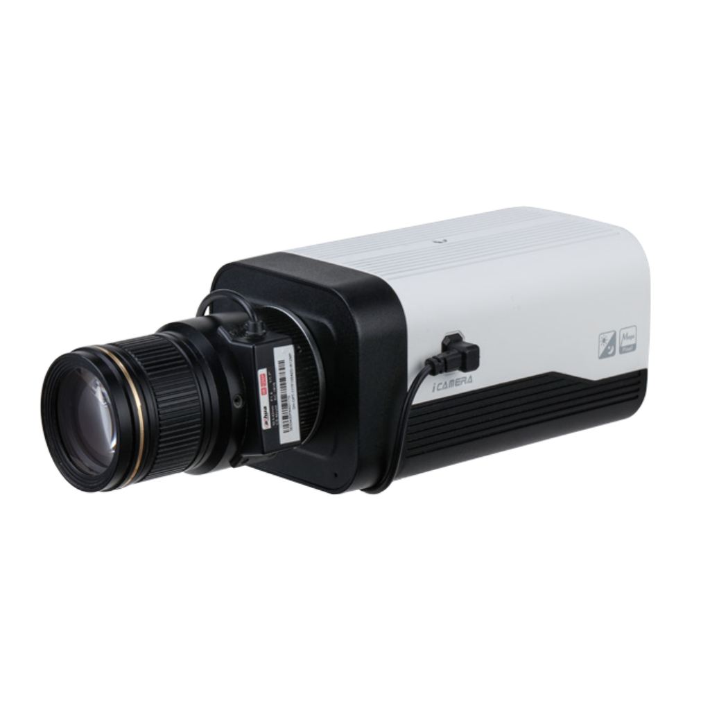 Cámara Box de 4Mp con reconocimiento facial, CMOS 1/1.8", PoE, UWDR y audio