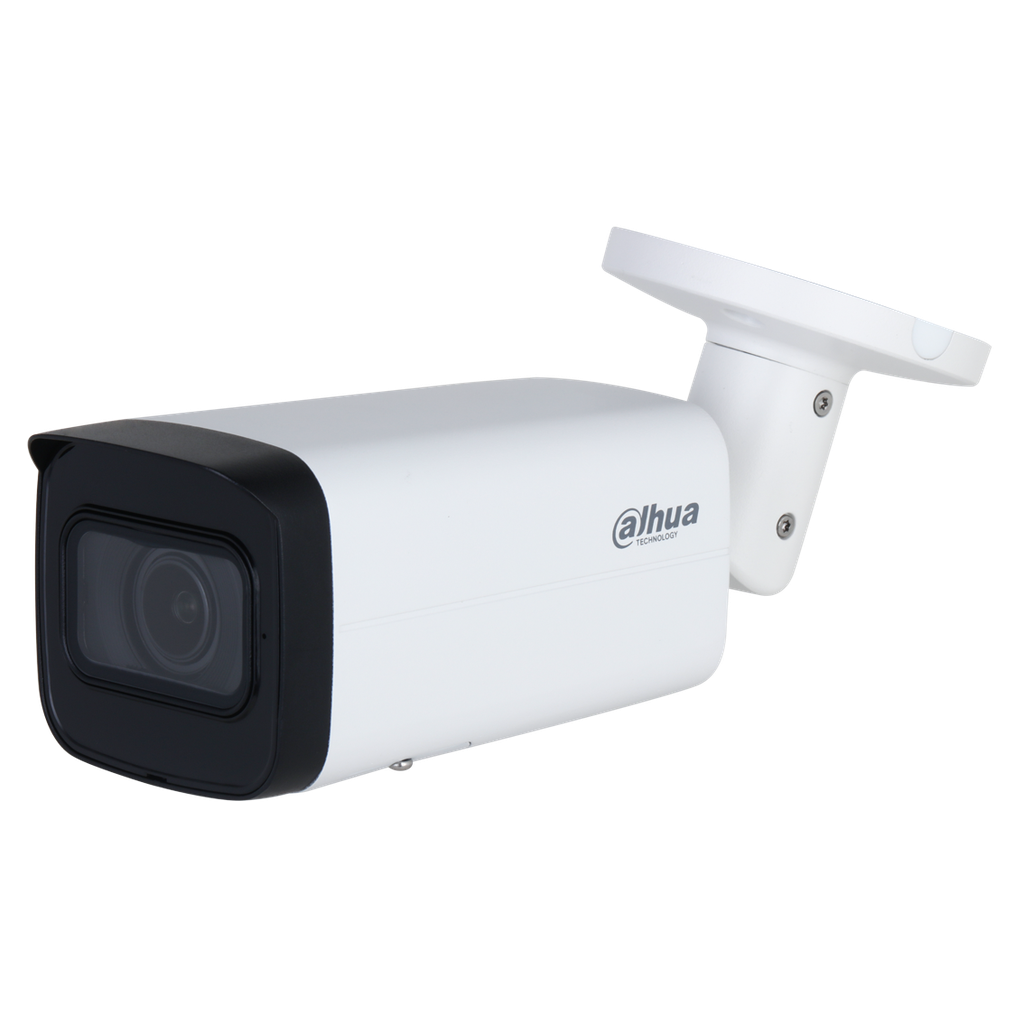 Cámara Bullet de 4Mp, con IR 60 m, CMOS 1/2.9", lente varifocal motorizado de 2,7mm~13,5mm, IP67, WDR, PoE y micrófono incorporado