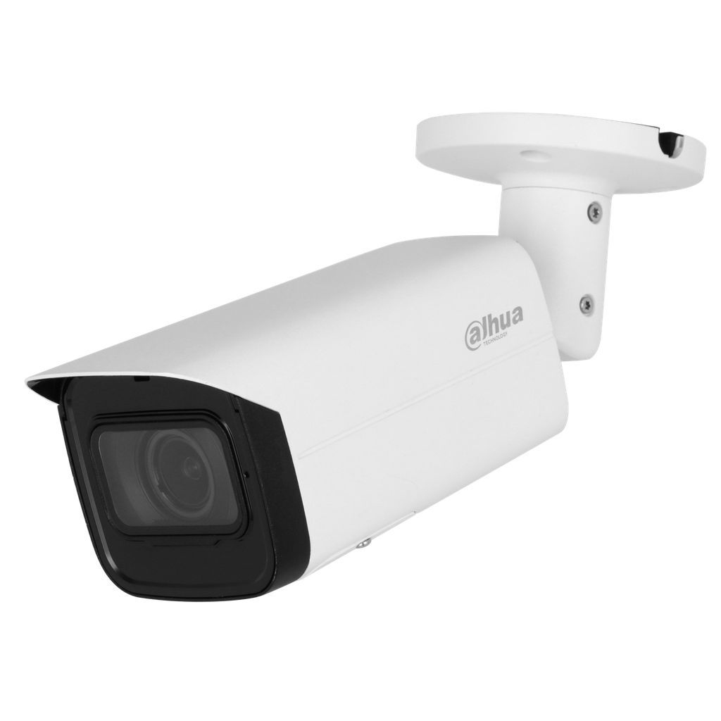 Cámara Bullet de 4Mp, con IR 60 m, CMOS 1/2,9", lente varifocal motorizado de 2,7mm~13,5mm, IP67, WDR, PoE y micrófono incorporado