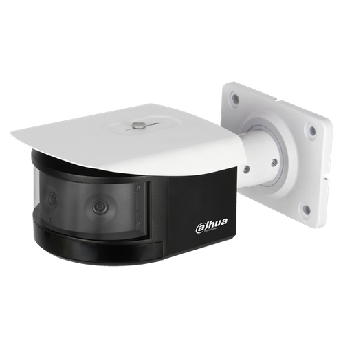 [IPC-PFW8601P-A180-0360B-AR] Dahua Cámara Bullet multisensor de 2Mp con IR 30 m, CMOS 1/2,8", lente fijo 3,6 mm, IP67, IK10, PoE+ y audio