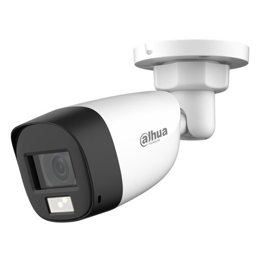 [DH-HAC-HFW1200CLP-IL-A-0280B-S6] Cámara Bullet de 2Mp HDCVI con IR 20 m, 2 iluminadores duales, CMOS 2 Mp, lente fijo de 2,8 mm, micrófono incorporado, IP67 y carcasa de plástico
