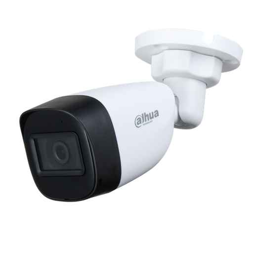 [DH-HAC-HFW1500CP-0280B-S2] Cámara Bullet HDCVI de 5Mp con IR 30 m, CMOS 1/2,7", lente fijo de 2,8 mm, IP67 y carcasa de aluminio