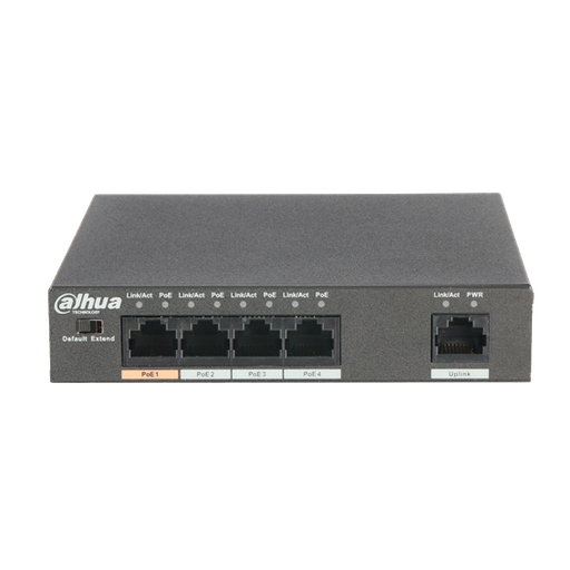 [DH-PFS3005-4ET-60-V2] Switch PoE de 4 puertos - Incluye fuente de 53V 1,812A