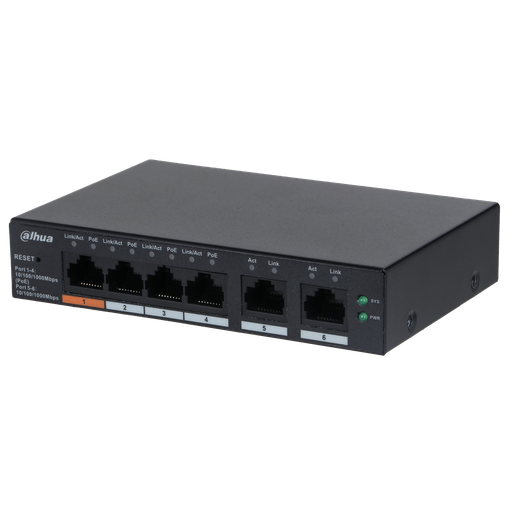 [DH-CS4006-4GT-60] Switch Gigabit de escritorio administrable de 6 puertos con 4 puertos PoE