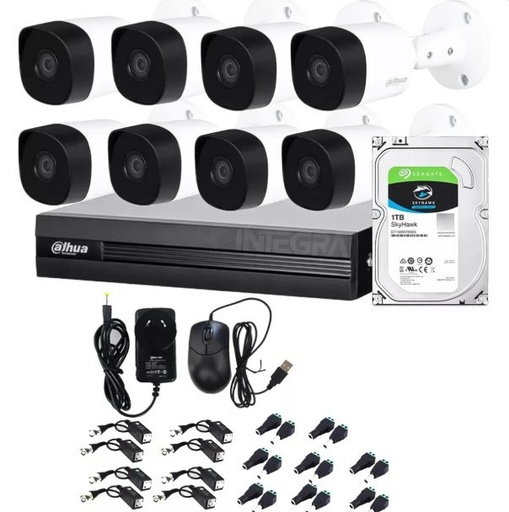 Kit Dahua Cctv XVR 8CH + 8 Camaras 2mp 1080p + 1TB