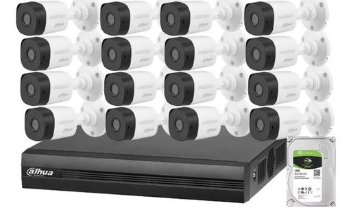 [Kit Dahua 16ch] Kit Dahua Cctv XVR 16CH + 16 Camaras 2mp 1080p + 1TB