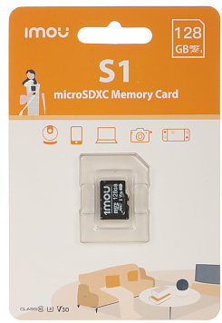 [ST2-128-S1] Memoria MicroSD IMOU de 128 Gb, UHS-1, Clase 10, U3, V10 3D TLC NAND flash, velocidad de lectura 95MB/s. Ideal para cámaras de seguridad, teléfonos y tabletas **