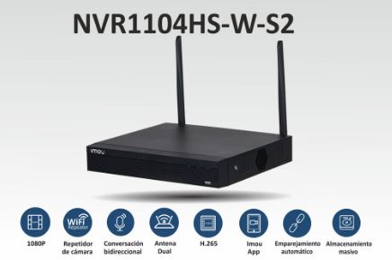 [NVR1104HS-W-S2] IMOU NVR 4CH 2MP H.265 ** WI-FI*** (NVR1104HS-W-S2)