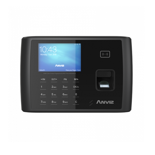 [A350] Controlador de Accesos y Tiempo & asistencia biométrico y códigos PIN
(no incluye fuente de alimentción