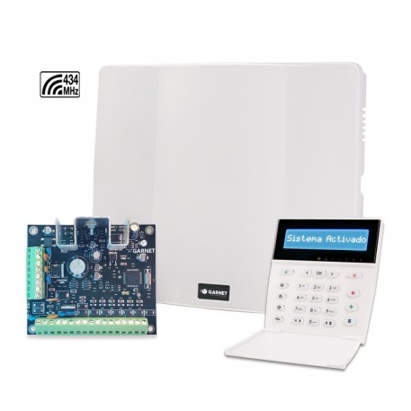 Alarma Garnet con teclado G-LCD732RF, 32 Z, 2 part. 
(sin comunicador telefónico). PC-732G-LCDRF