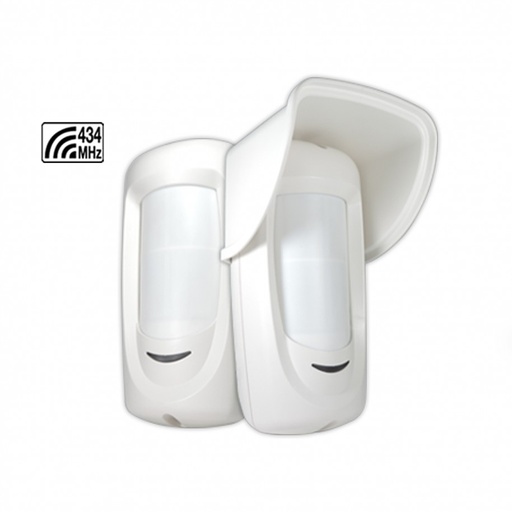 Sensor Exterior Inalámbrico Garnet. Incluye lente cortina vertical,
horizontal y pet 40kg. IR-1000RF